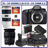 Canon EOS 7D SLR Digital Camera (Body Only) + Canon EF 70-200mm f/2.8L IS II USM Lens + Sigma 24-70mm f/2.8 EX DG Macro DF Lens + Canon Gadget Bag + Canon 7D Battery Grip + Canon 7D Battery Pack + 32GB CF Deluxe Adventures Package