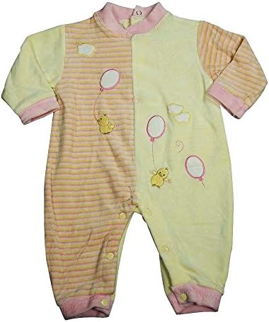 Beyond Basics Kids - Baby Girls Long Sleeved Velour Coverall, Pink, Yellow 8589-24Months