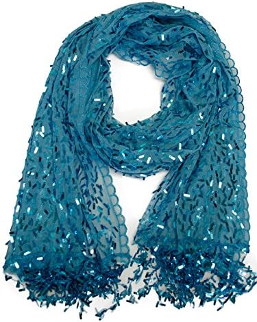 VegasHorizon Oblong Sequin Scarf - BlueBlue