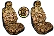 - 	 7 Piece Tan Zebra Tiger Safari Animal Print Auto Interior Gift Set - 2 Low Back Front Bucket Seat Covers, 2 Separate Headrest Covers, 1 Steering Wheel Cover, and 2 Shoulder Harness Pressure Relief Cover