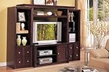 Dark brown wood finish entertainment center