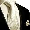 Krawatten Set 2tlg Krawatte + Einstecktuch von Paul Malone ivory elfenbein Hochzeitskrawatte Br�utigam