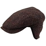 Wigens Ivy Style Brown Harris Tweed Cap with Earlaps