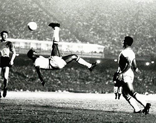 World renown soccer great Pele scoring on a bicycle kick - 11"x14" Photo, Mounted in 16"x20" Double Matt and Framed with Plexi Glass