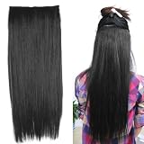 Fashionable 23" Straight Full Head Clip in Hair Extensions - Black