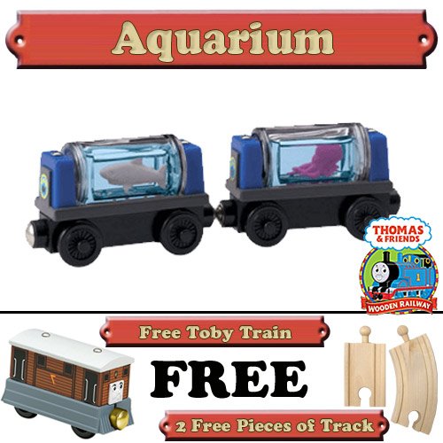 Aquarium Cars from Thomas The Tank Engine Wooden Train Set - Free 2 Pieces of Track & Free Toby Train