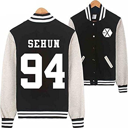 Treesate Grace Karin Kpop EXO EXO-M EXO-K Varsity Baseball Jacket Black