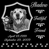 12 x 12 Lazer Gifts Personalized Faithful Friend Black Granite Pet Memorial Marker Style Shadow