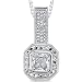 Fiery Magnificence: Sterling Silver Bridal Style Art Deco Inspired Enhancer Pendant Necklace with Princess-cut CZ Diamond