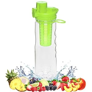 FlavFusion 25 oz Infuser Water Bottle with Locking Flip Top Lid (Lime Green)