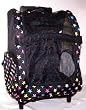 Wheeled Pet Carrier - Star Print - Black with Multi Colored Star Print