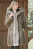 Women's Long Hair Beaver Coat with Fox Tux & Hood