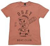 51bY%2BYFGoJL. SL160  Beat Club Mens Vintage Heather T Shirt In Heather Red By Obey Clothing