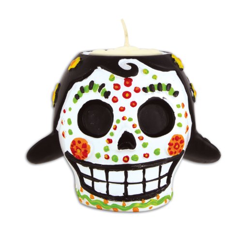 Day Of The Dead Female Tea Light Holder (tea light not included) Party Accessory  (1 count) (1/Pkg)