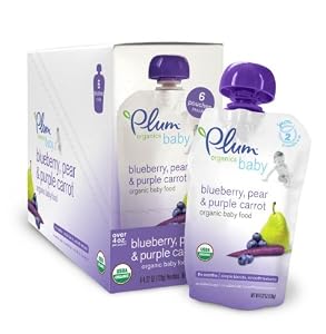 Plum Organics Baby Food, Blueberry, Pear & Purple Carrot, 4.22-Ounce Pouches (Pack of 24)