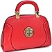 Dasein Fashion Leather Stitched Zip Around Gold Emblem Fashion Satchel, Shoulder Bag, Handbag, Tablet Bag, iPad Bag