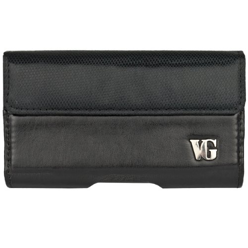Vangoddy Portola Kunstlederhülle Tasche with Belt Clip für Handys Smartphones Samsung Galaxy Start Wave Apple iphone 4 4GS Sony Ericsson Xperia LG Viewty Optimus Cookie HTC Sensation Wildfire Desire Blackberry Curve Bold Nokia C3 N8 Motorola Defy Nexus (13 x 8 x 0.6 cm) (schwarz)