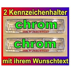 2 Kennzeichenhalter Kennzeichen chromelook mit Wunschtext beschriftet