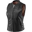 Icon Bombshell Women's Leather Road Race Motorcycle Vest - Black