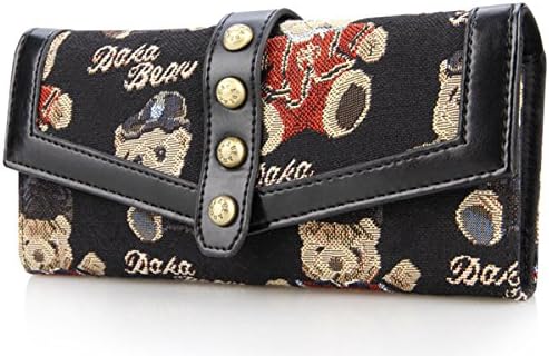 Daka Bear Jazz Bear Black Rivets Hasp Flip Wallet Clutch Bag Cash Purse