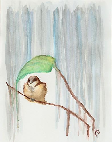 8"x10" Art print, Brown Bird in the Rain