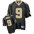 Drew Brees Jersey: Reebok Black Replica #9 New Orleans Saints Jersey