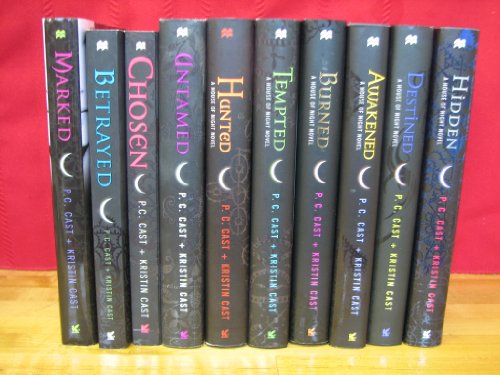 House of Night Series Complete Set, 10 Book Collection, Volumes 1-10 By P.C. Cast + Kristen Cast (Titles include: Marked / Betrayed / Chosen / Hunted / Tempted / Burned / Awakened / Destined / Hidden)