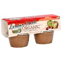 LeRoux Creek Organic Apple Sauce, Cherry, 4-Ounce, 4-Count Cups (Pack of 6)