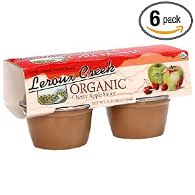 LeRoux Creek Organic Apple Sauce, Cherry, 4-Ounce, 4-Count Cups (Pack of 6)