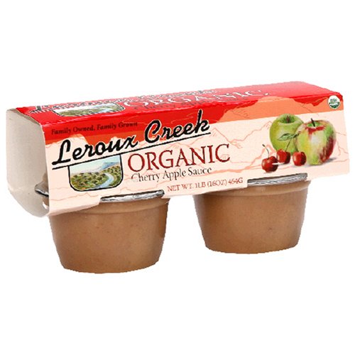 LeRoux Creek Organic Apple Sauce, Cherry, 4-Ounce, 4-Count Cups (Pack of 6) by Apple Sauce Cups
