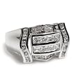 Sterling Silver Men's Rings with Clear Cubic Zirconia - Sizes: 8-14