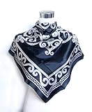 Saint White Floral Art Print on Black - Silk Square Scarf 35