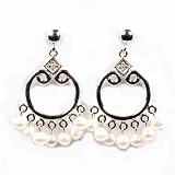 Sterling Silver Earrings with Clear CZ - Size: 38mm