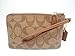 Coach Crossgrain Leather Corner Zip Wristlet Khaki Saddle
