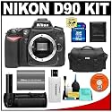 Nikon D90 Digital SLR Camera Body + Nikon MB-D80 Battery Grip + 16GB Memory Card + Nikon EN-EL3e Battery + Case + Cameta Bonus Accessory Kit
