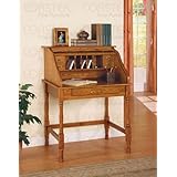 Coaster Roll Top Bedroom Home Office Secretary Desk, Oak Finish