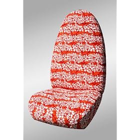 CUSTOM Smart Car ForTwo Seat Covers - FRONT FULL SET: High Back Buckets (2008-2009) - Hawaiian Classic Hibiscus Red - Made in the USA