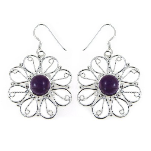 Zum Geburtstag Amethyst Mädchen 925 Ohrringe 4,45 cm