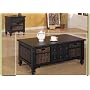 Coffee Table with Storage Drawers and Baskets in Black Finish
