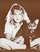Young Drew Barrymore with Kitty 11" X 14" Sepia Poster