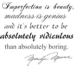 Imperfection Quote Black Vinyl Wall Decal Sticker Marilyn Monroe