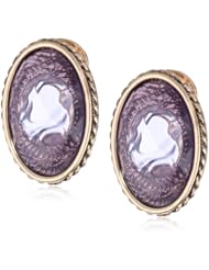Napier "Purple Sunset" Gold-Tone, Purple Oval Clip Button Earrings