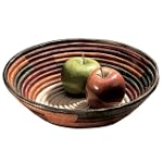 Basket Brown Rust Swirl Raffia Fruit African Hand Woven Decor for the Home