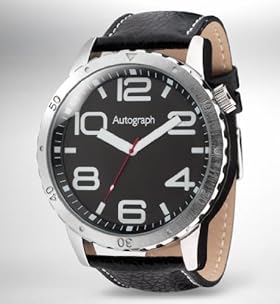 Autograph Leather Round Face Analogue Watch