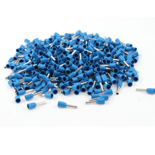 1000Pcs Crimp Connector Insulated Pin Terminal Blue for AWG 16 Wire