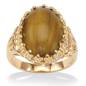 18k Gold over Sterling Silver Tigers-Eye Ring: Jewelry