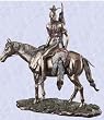 Indian Warrior w shield statue on horse back sculpture (Digital Angel Decor)