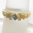 14K Yellow Gold Blue and White Diamond Ring - 0.29 Ct.