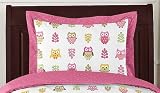 Pink Happy Owl Pillow Sham by JoJO Designs