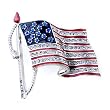 Crystal Swaying American Flag Pin Brooch